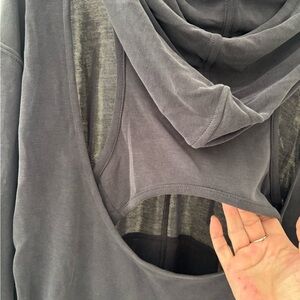 Free People Gray Hooded Top